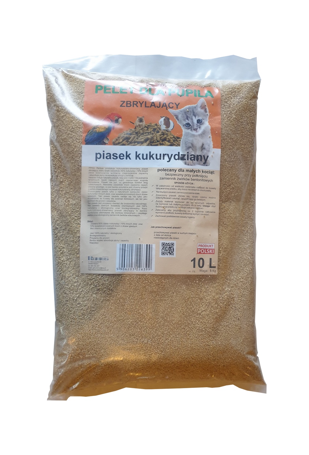 . Piasek dla kota kukurydziany zbrylający 10L - obrazek 3
